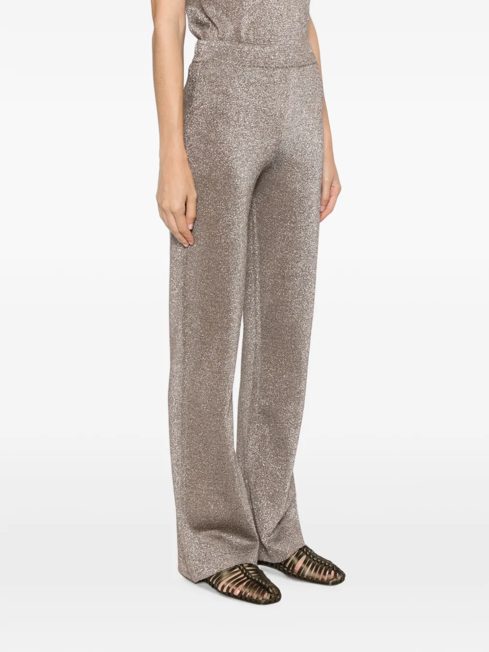 Missoni Lamé fabric flare trousers Beige