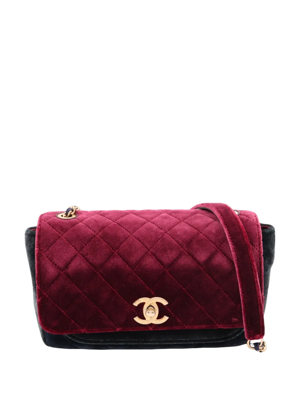 CHANEL Pre-Owned 2017-2018 Paris Cosmopolite Small Tricolor Quilted Velvet Private Affair Camellia Flap satchel - Red