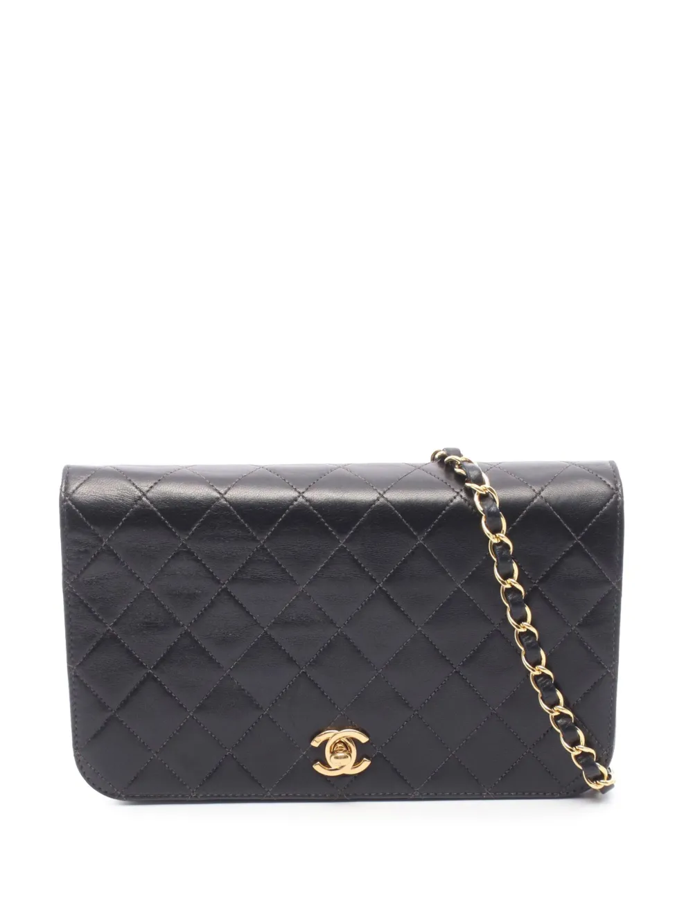 CHANEL Pre-Owned 2003-2004 Small CC Quilted Lambskin Full Single Flap crossbody bag - Black