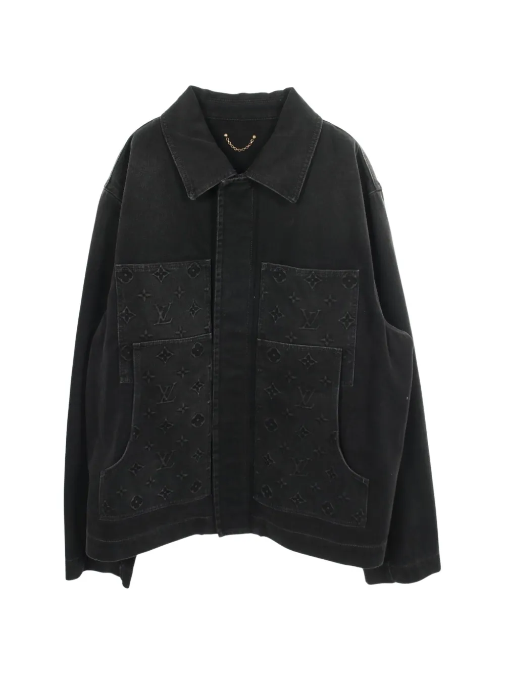 Louis Vuitton Pre-Owned 2010s Monogram embossed denim jacket - Black