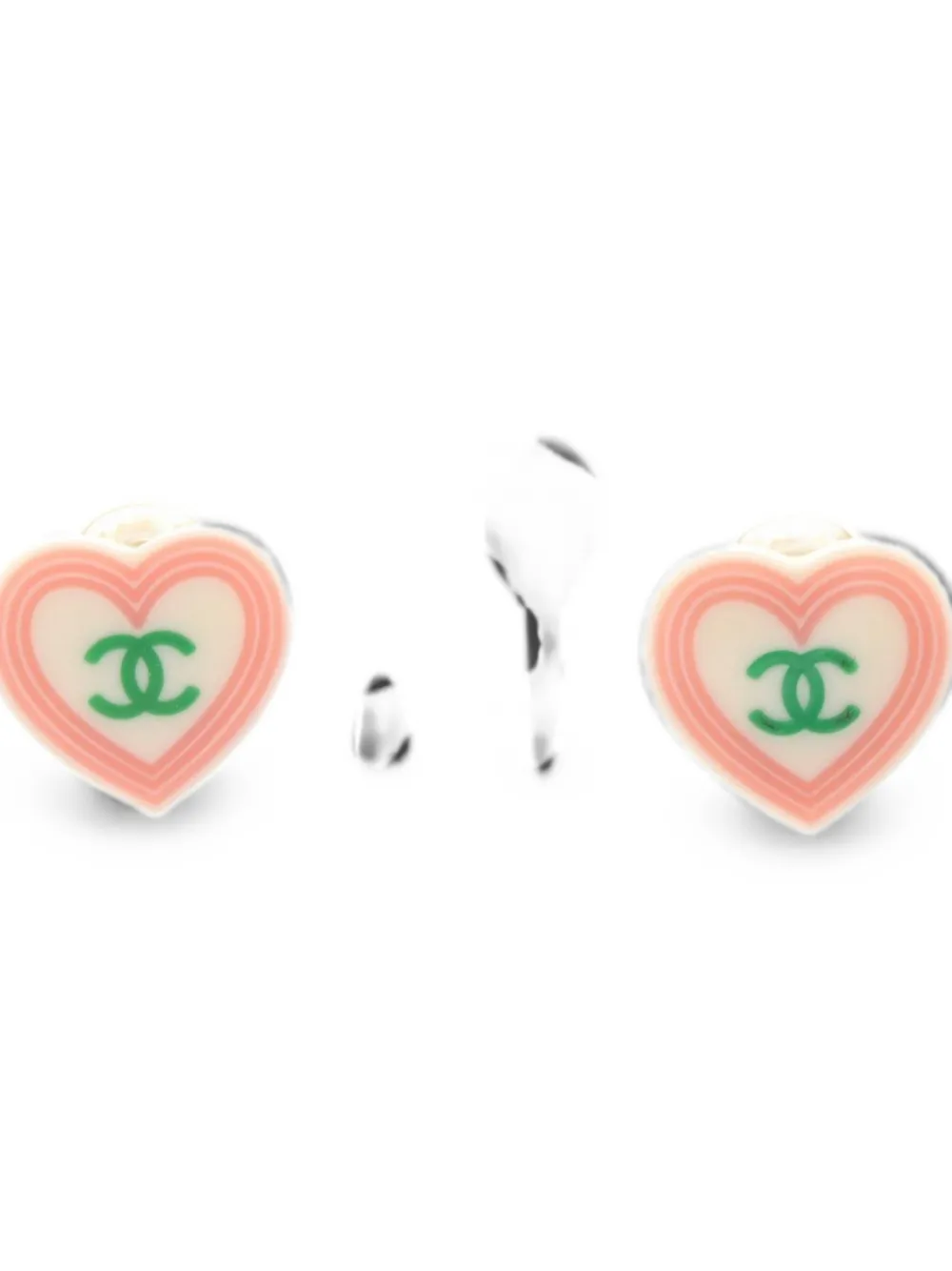 CHANEL Pre-Owned 2004 Coco Mark heart earrings - Weiß