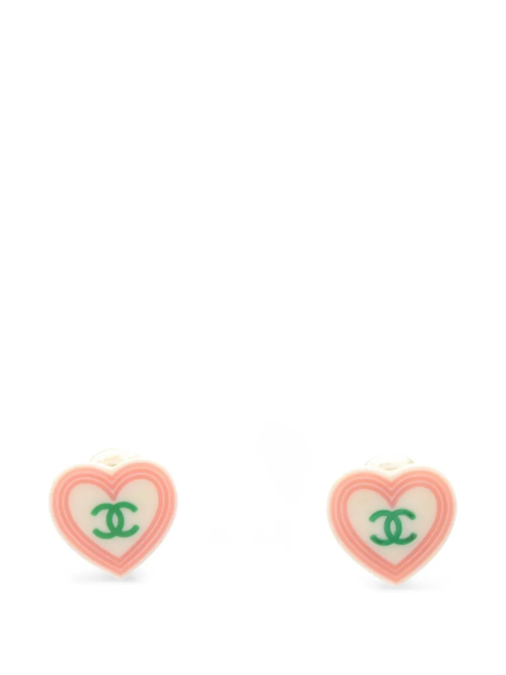 CHANEL Pre-Owned 2004 Coco Mark heart earrings - Bianco