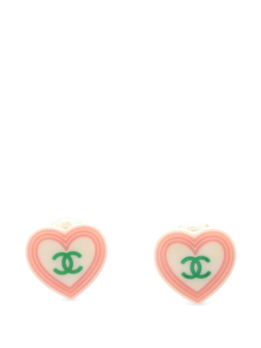 CHANEL Pre-Owned 2004 Coco Mark heart earrings - Bianco