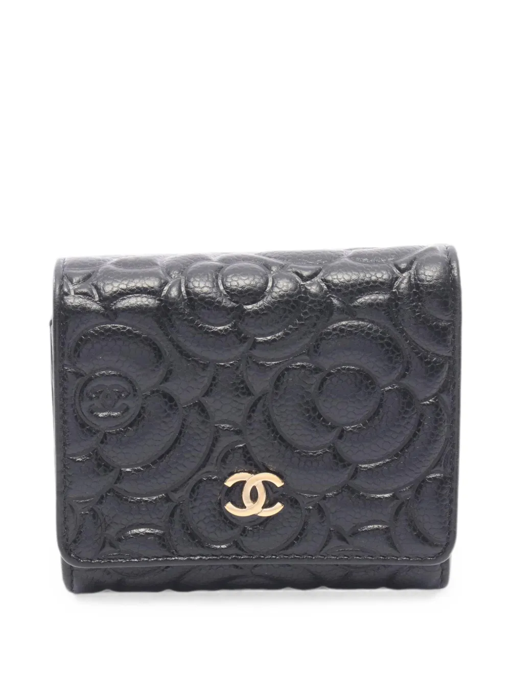 CHANEL Pre-Owned 2019 Camellia tri-fold wallet - Black