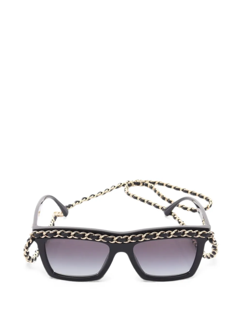 CHANEL Pre-Owned 2021 Coco Mark rectangle-frame sunglasses - Black