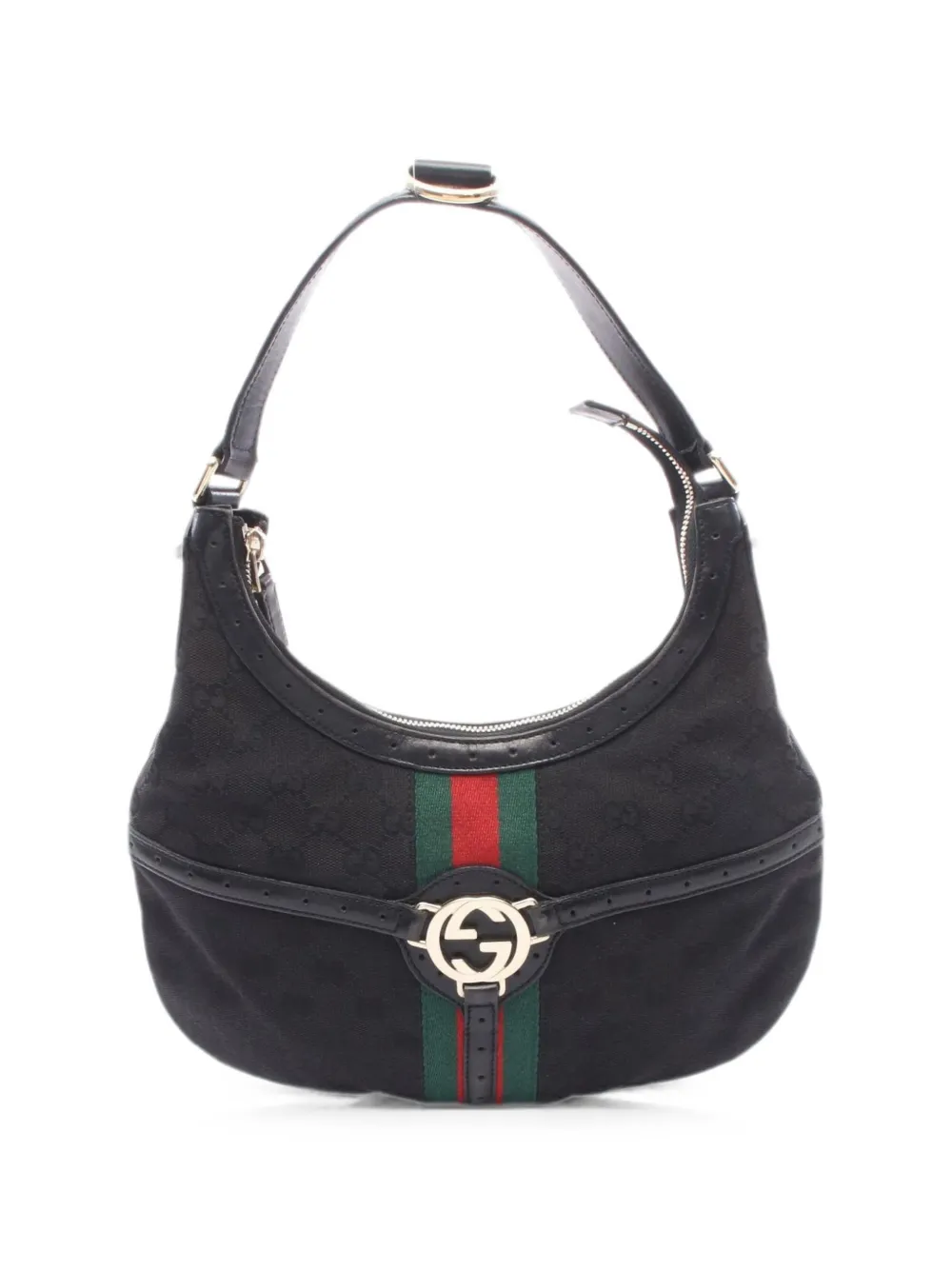 Gucci Pre-Owned 2000s Interlocking G GG zip-fastening shoulder bag - Nero