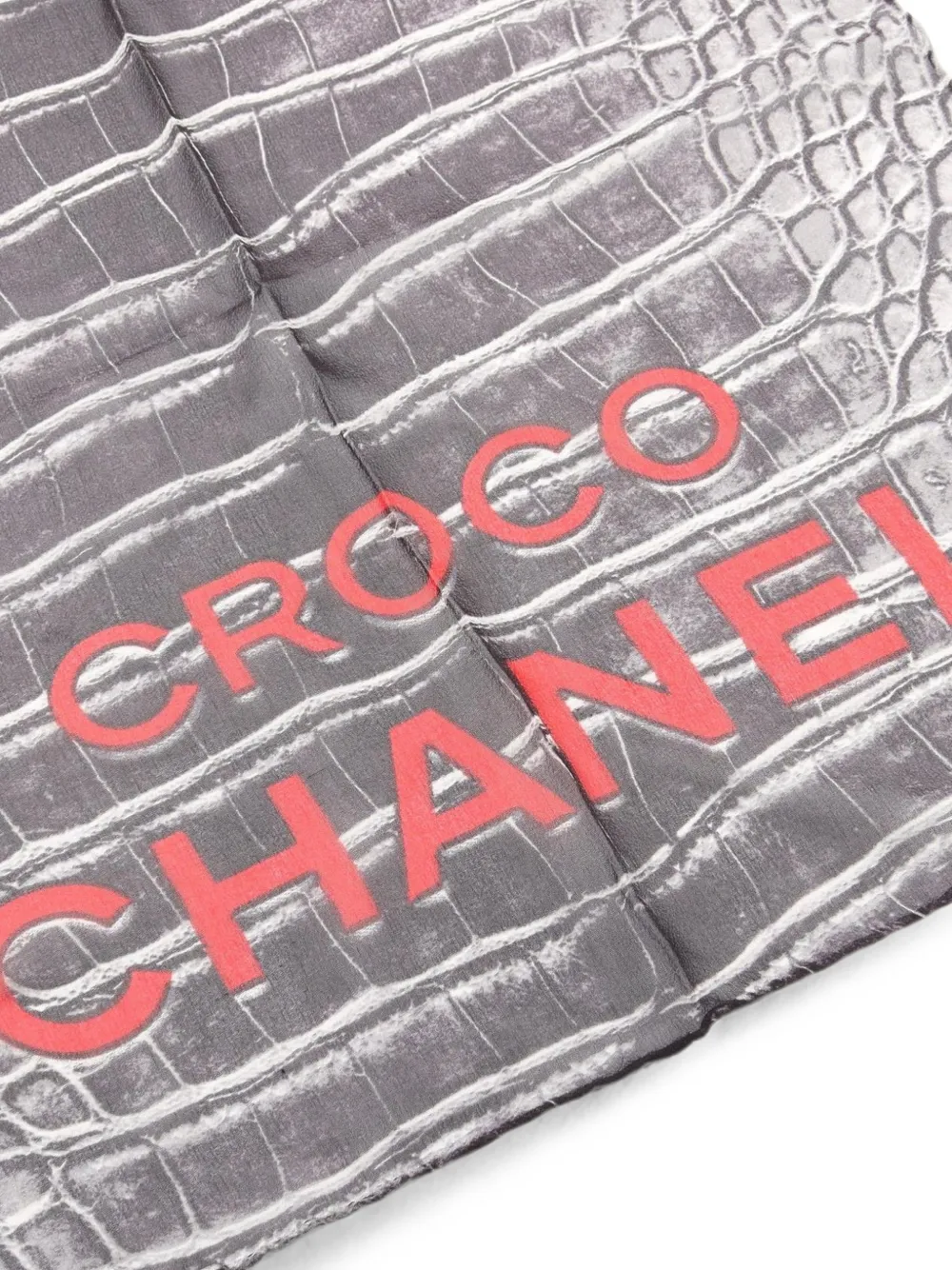 Pre-owned Chanel 1986-1988 Crocodile-effect Scarf In Grey