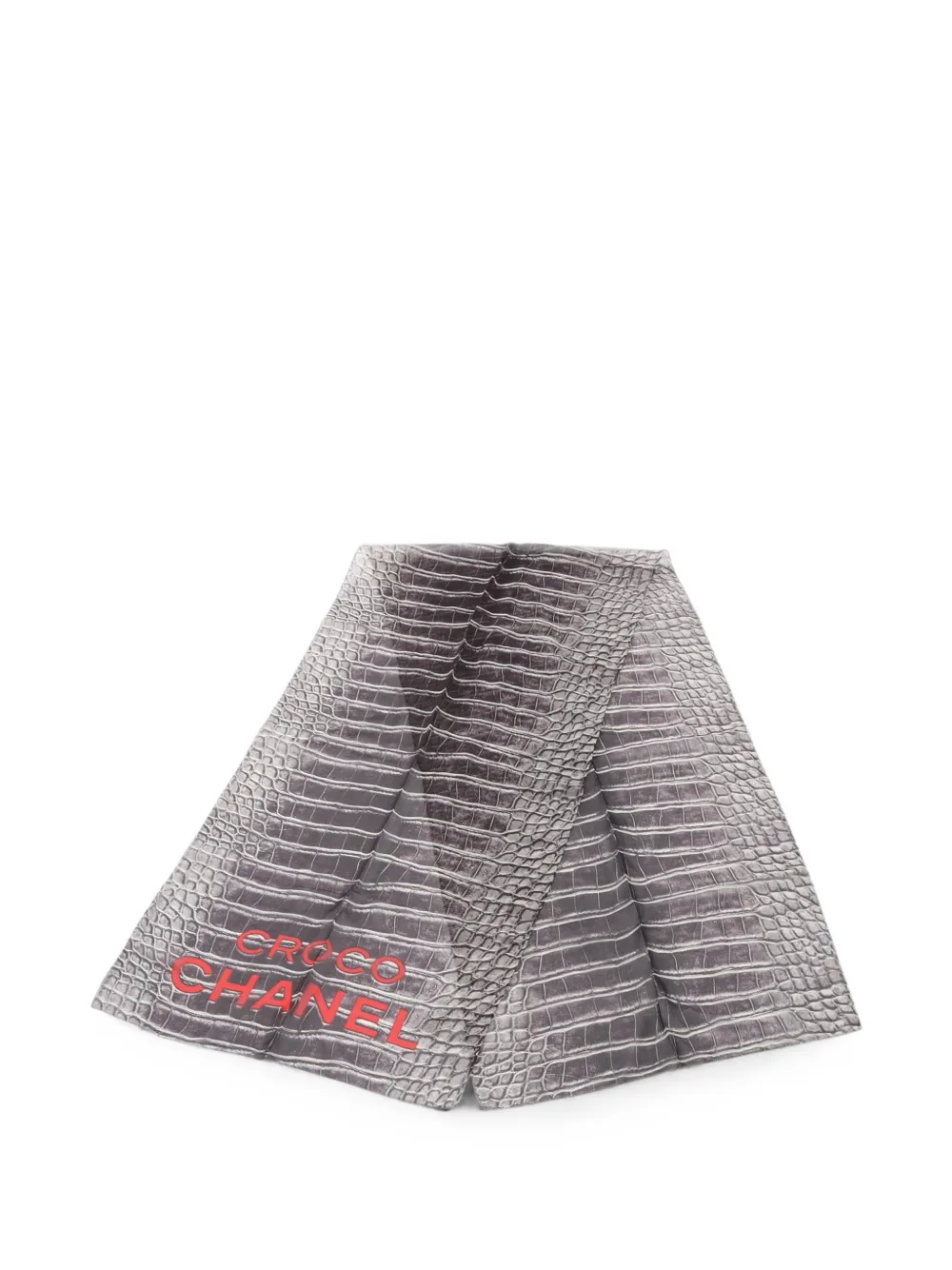 CHANEL Pre-Owned 1986-1988 crocodile-effect scarf - Grigio