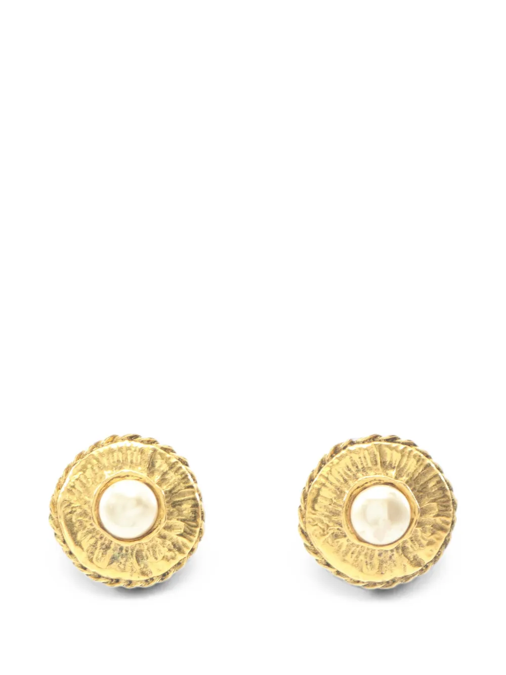 CHANEL Pre-Owned 1986-1988 faux-pearl round earrings - Gold