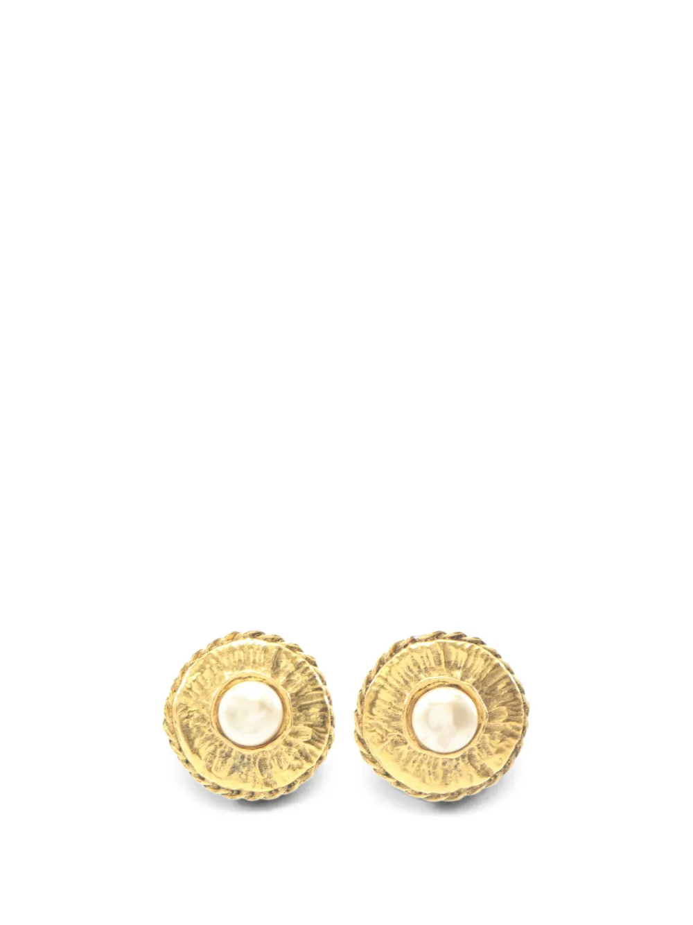 CHANEL Pre-Owned 1986-1988 faux-pearl round earrings - Oro