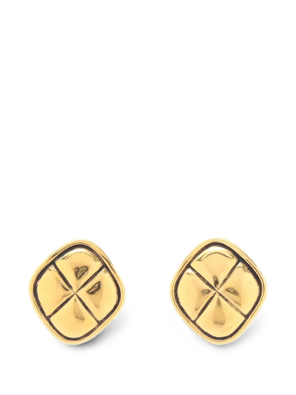 CHANEL Pre-Owned 1986-1988 Matelassé rhombus earrings - Gold