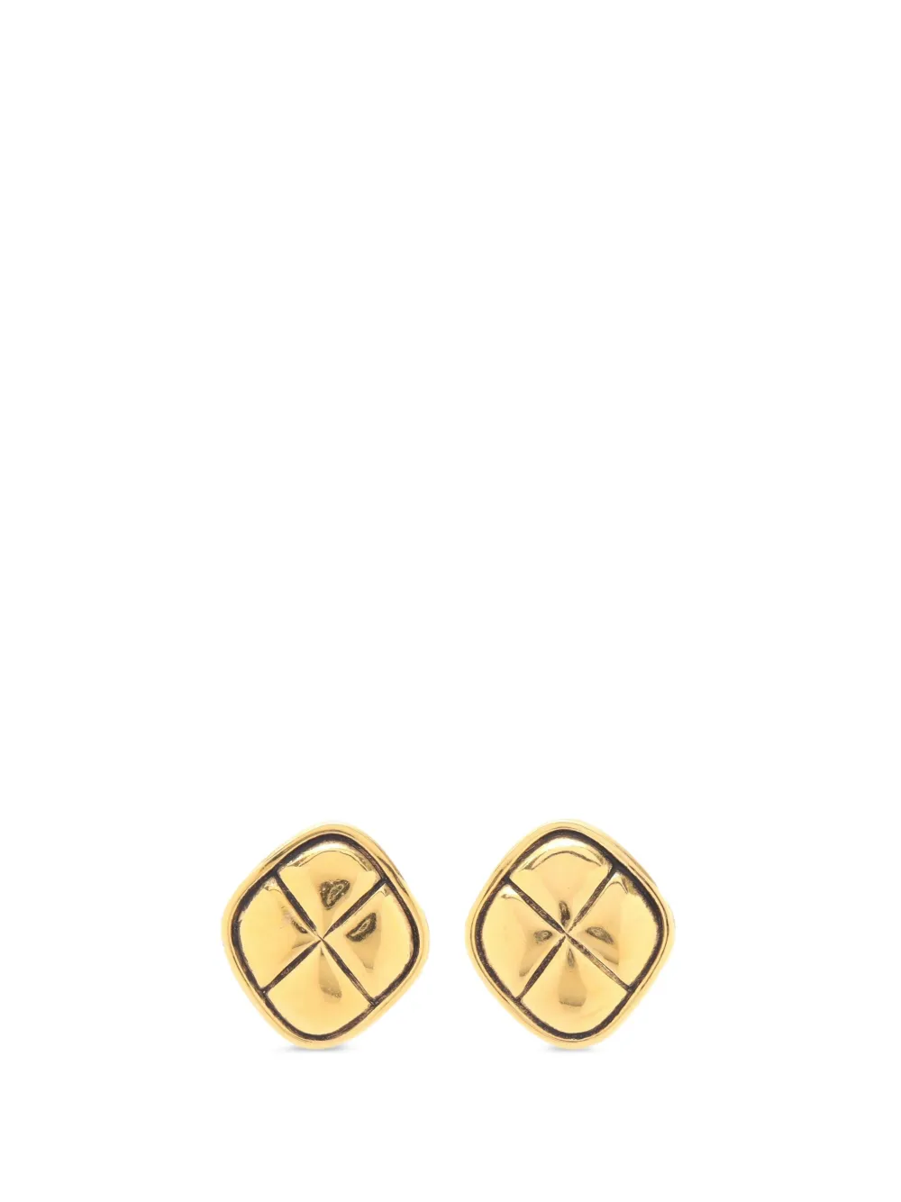CHANEL Pre-Owned 1986-1988 Matelassé rhombus earrings - Oro