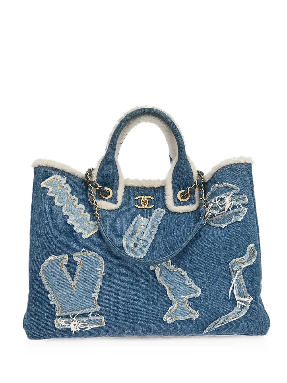 CHANEL Pre-Owned 2019 Deauville patchwork tote bag - Blu