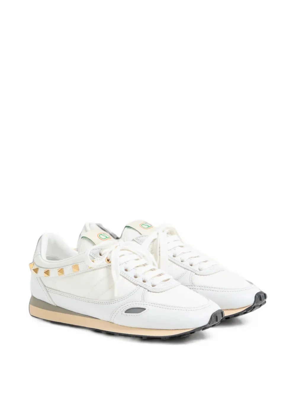Valentino Garavani Stud Up leather and nylon sneakers Wit