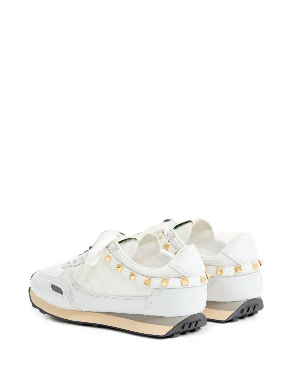 Valentino Garavani Stud Up leather and nylon sneakers Wit