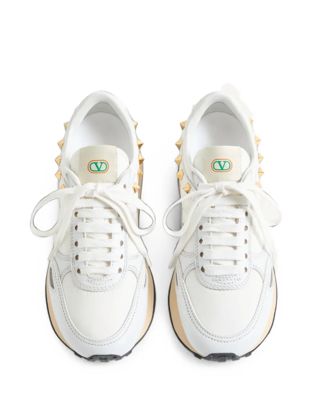 Valentino Garavani Stud Up leather and nylon sneakers Wit