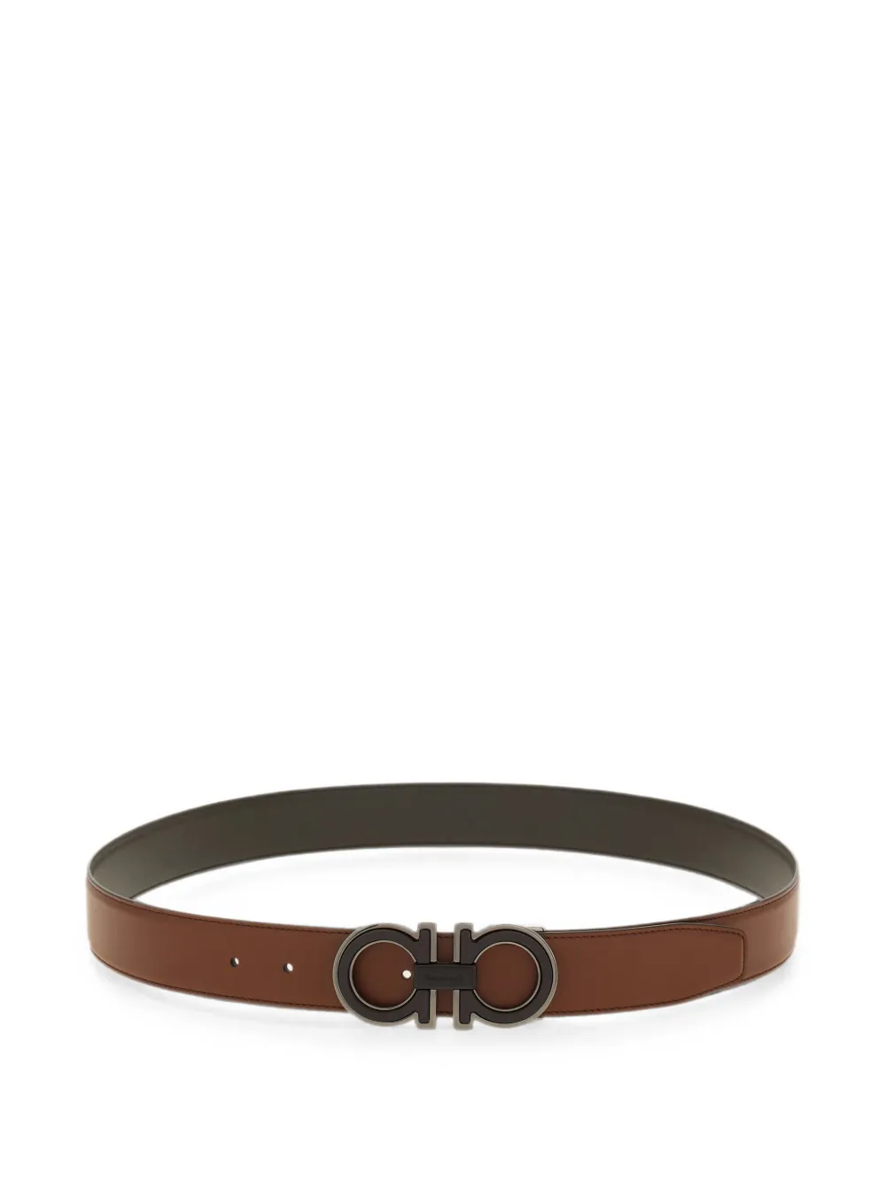 Ferragamo Omkeerbare en verstelbare Gancini riem Bruin