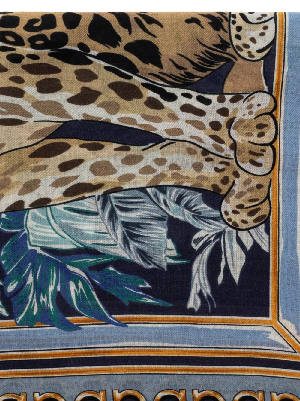 Ferragamo Kasjmier sjaal met katachtige print Blauw