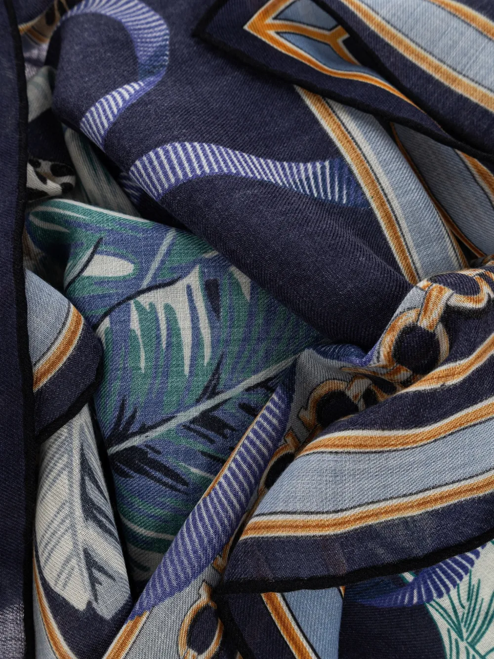 Ferragamo Kasjmier sjaal met katachtige print Blauw