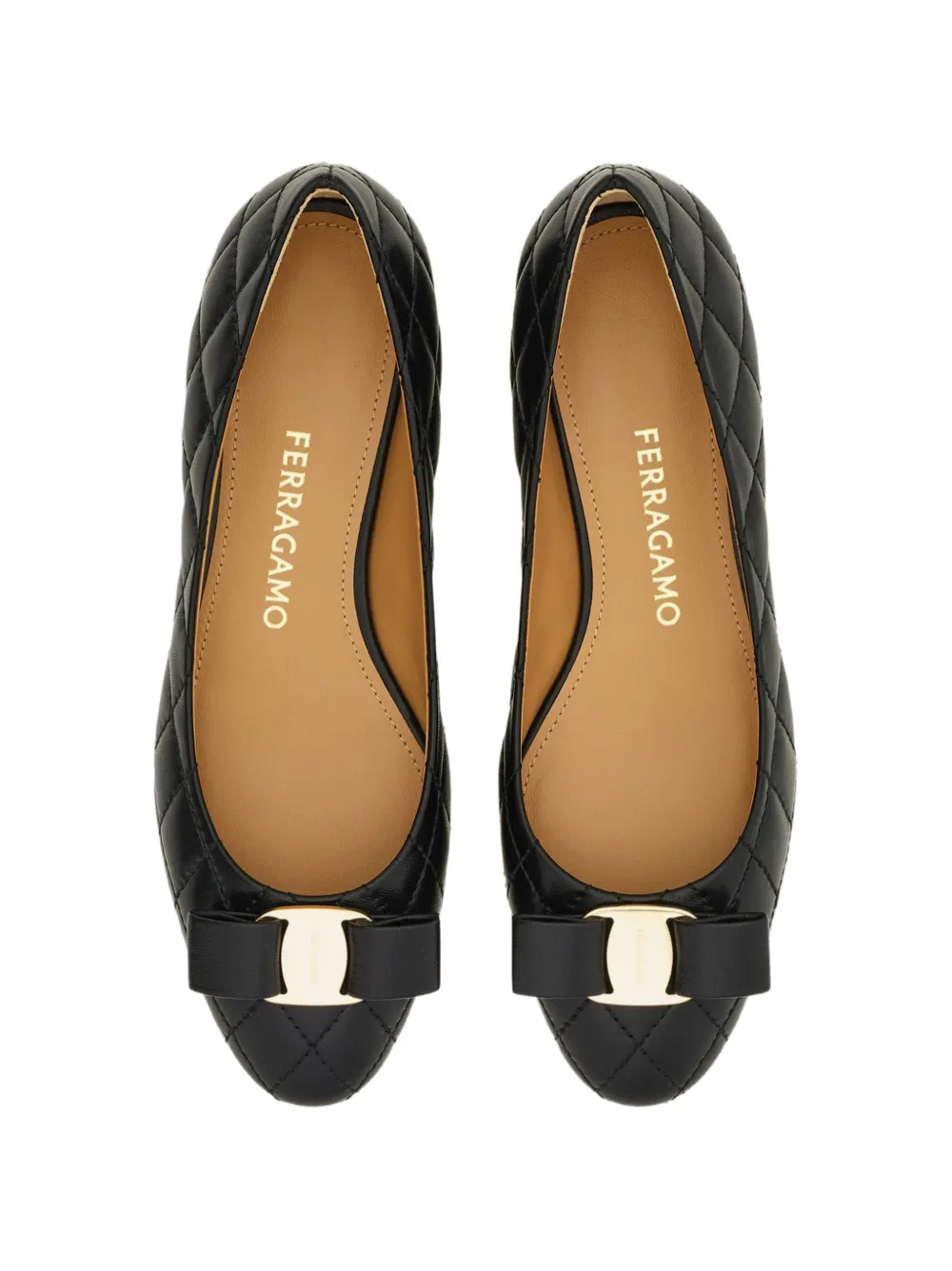 Ferragamo Varina gewatteerde ballerina's Zwart