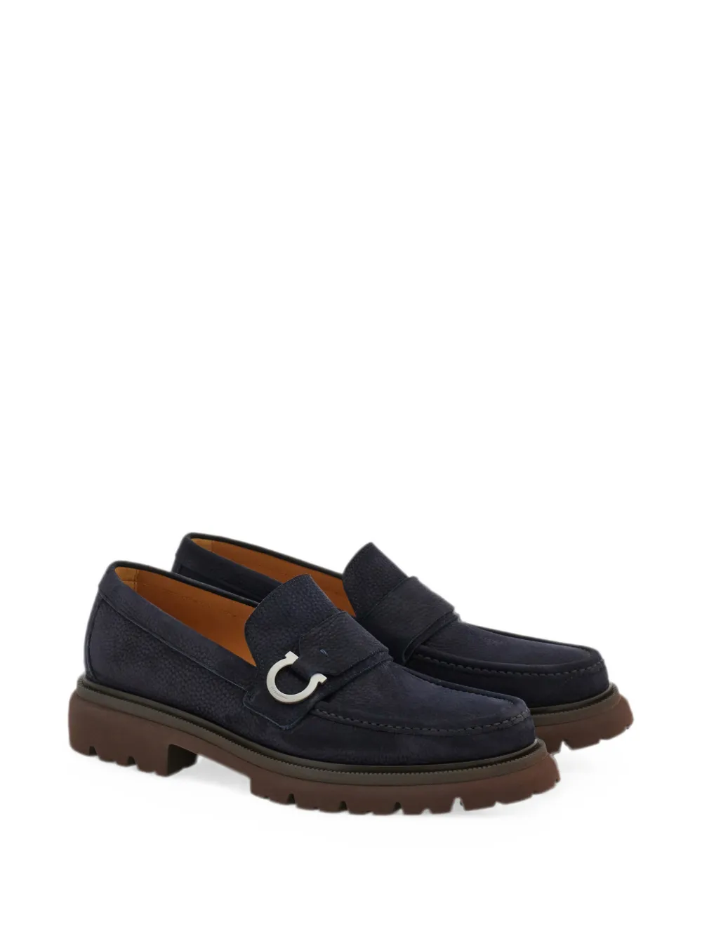 Ferragamo loafers with Gancini ornament Blauw