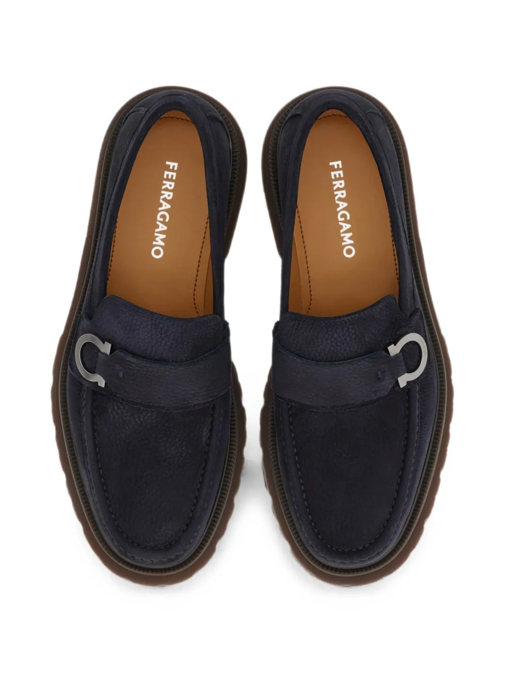 Ferragamo loafers with Gancini ornament Blauw