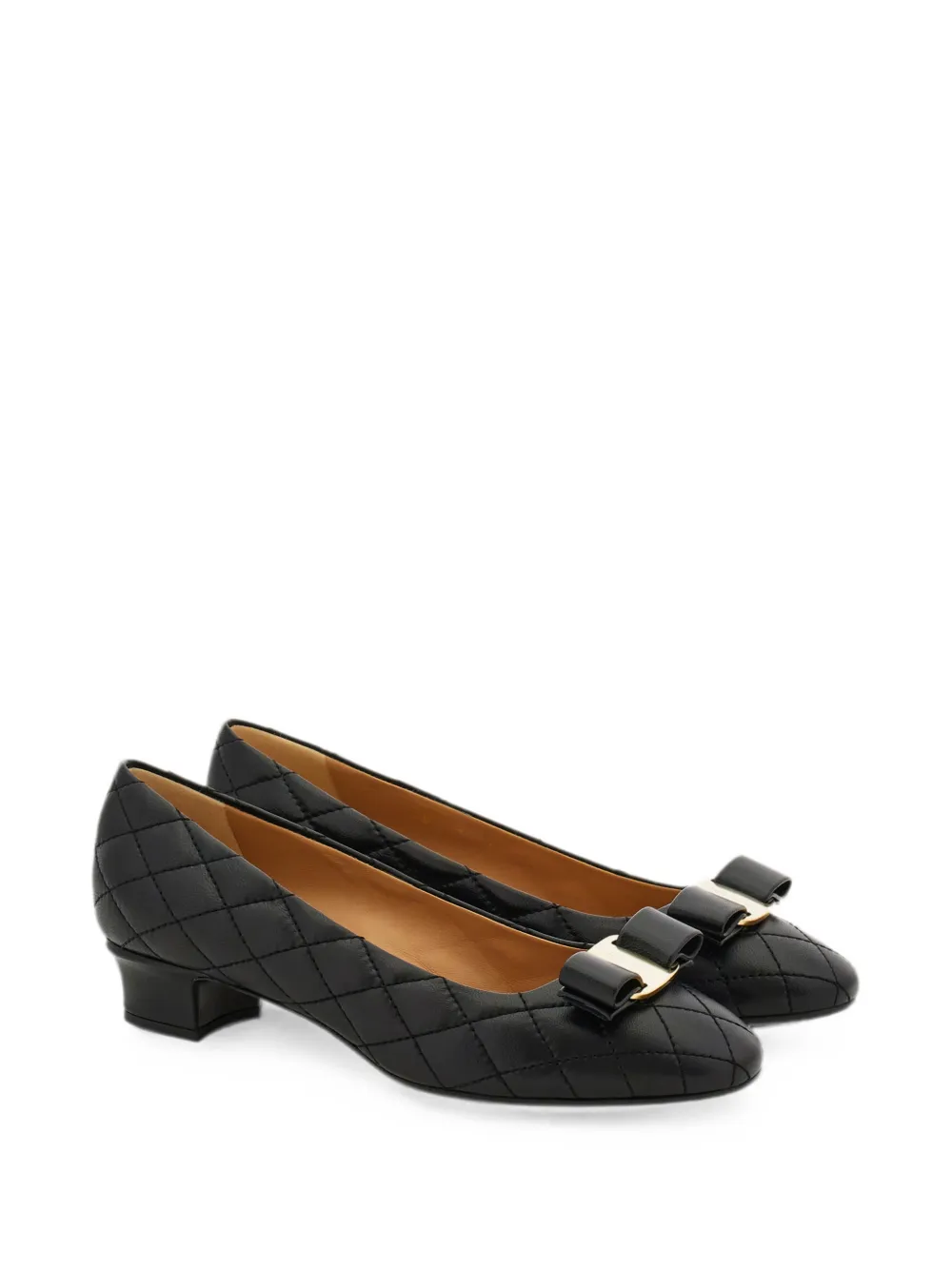 Ferragamo Quilted Vara bow pumps Zwart