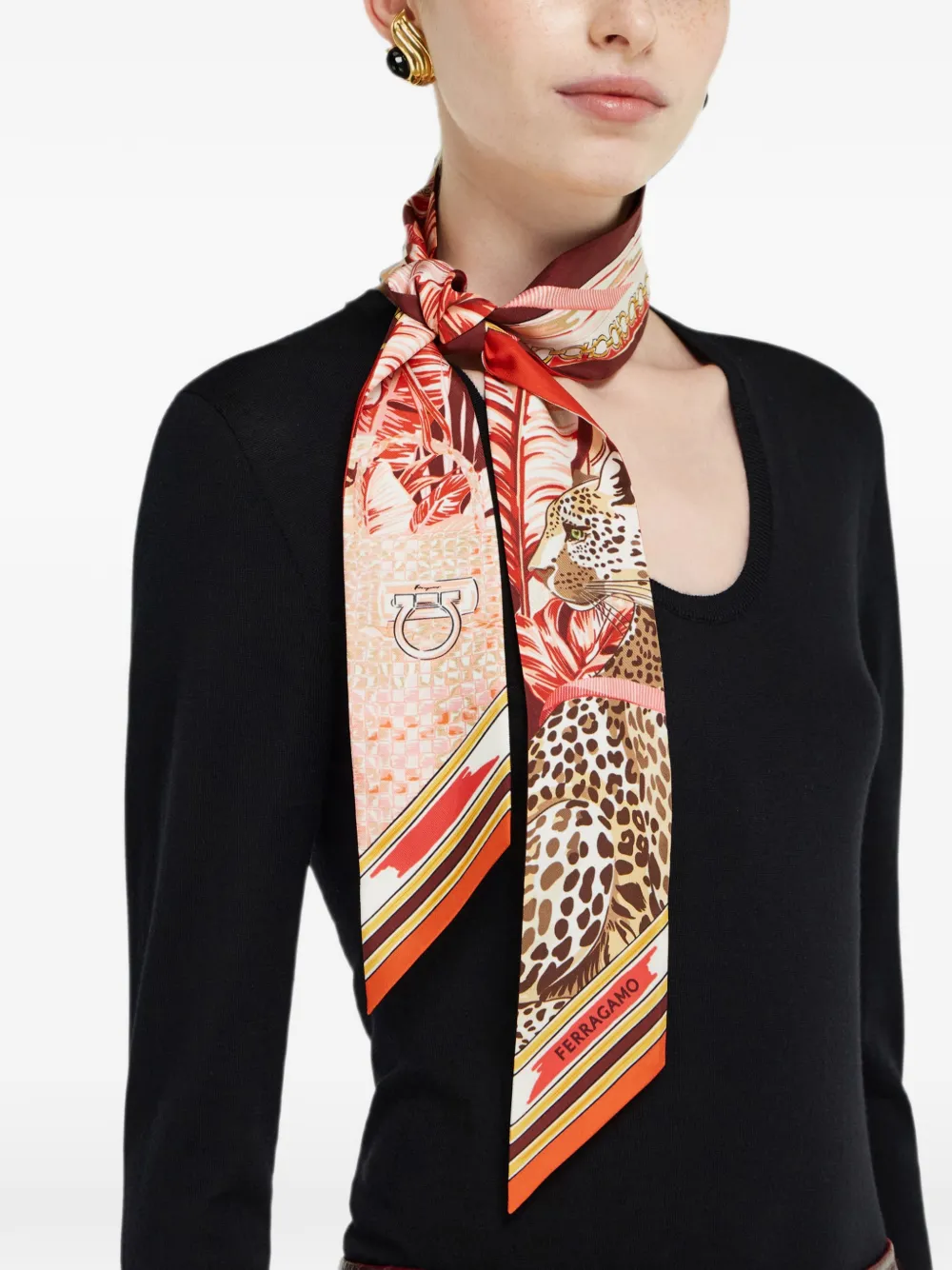 Ferragamo Bandeau sjaal met print Rood