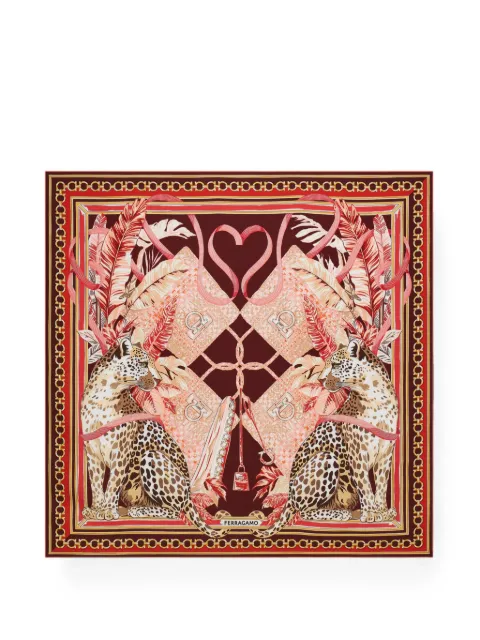 Ferragamo Feline print silk foulard