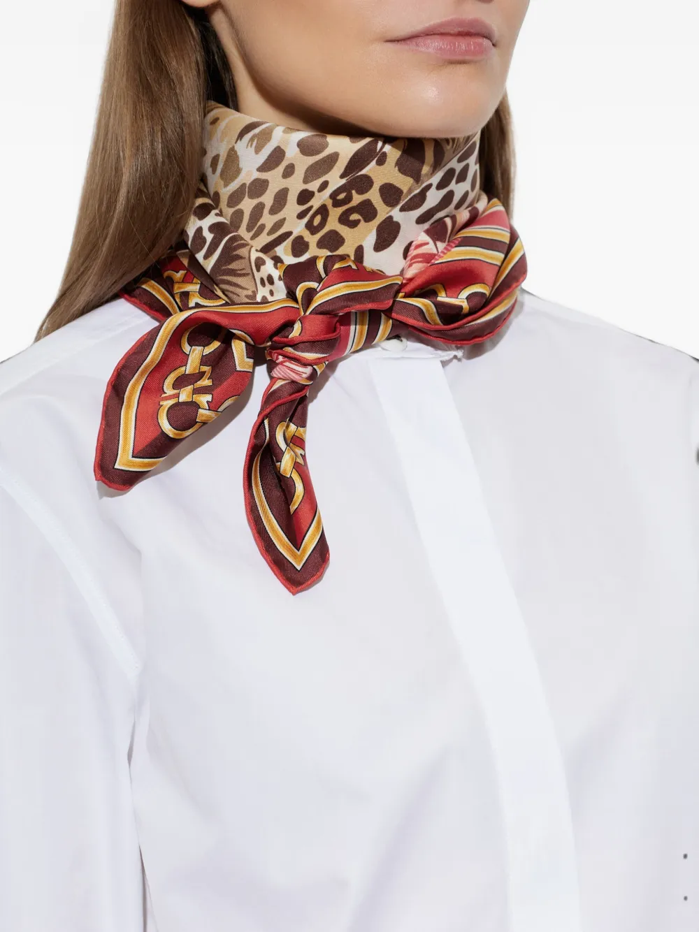 Ferragamo Zijden foulard met print Rood