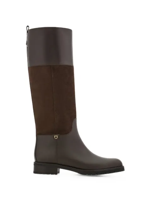 Ferragamo knee high Gancini ornament boots