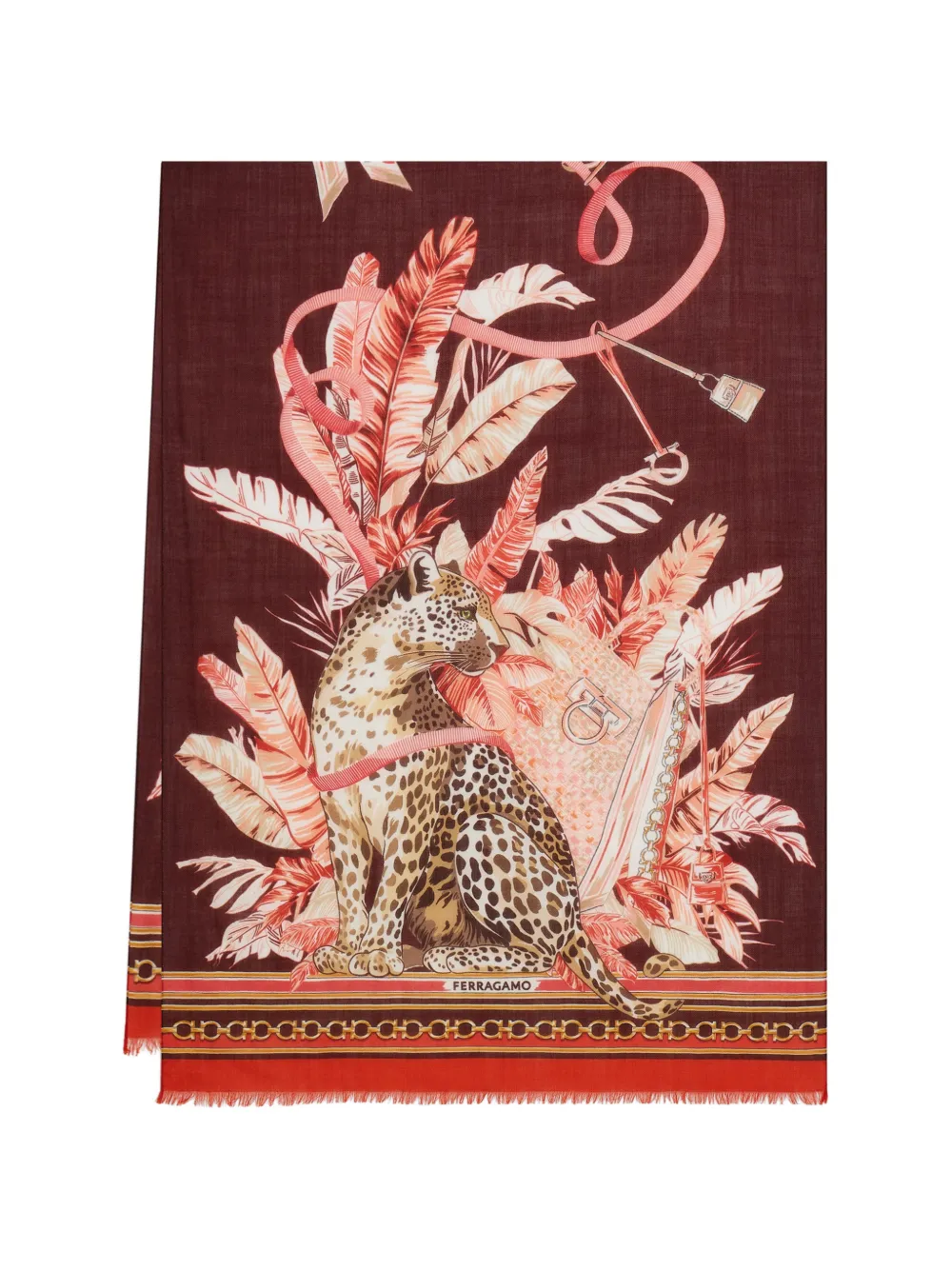 Ferragamo feline-print pure-wool stole