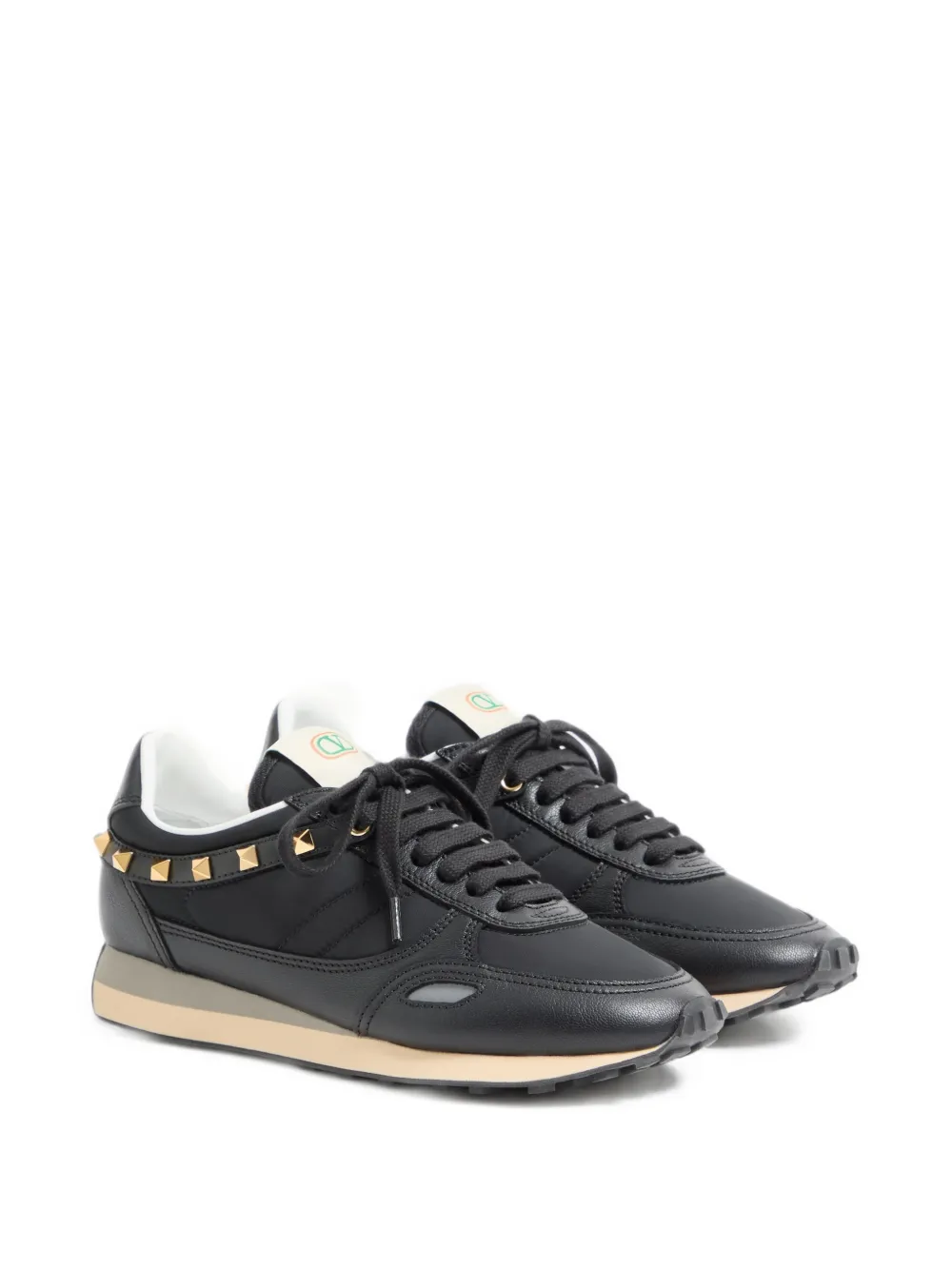 Valentino Garavani Stud Up leather and nylon sneakers Zwart