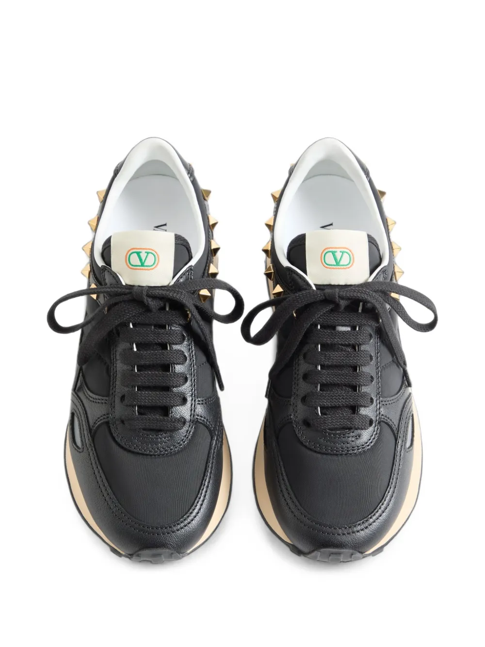 Valentino Garavani Stud Up leather and nylon sneakers Zwart