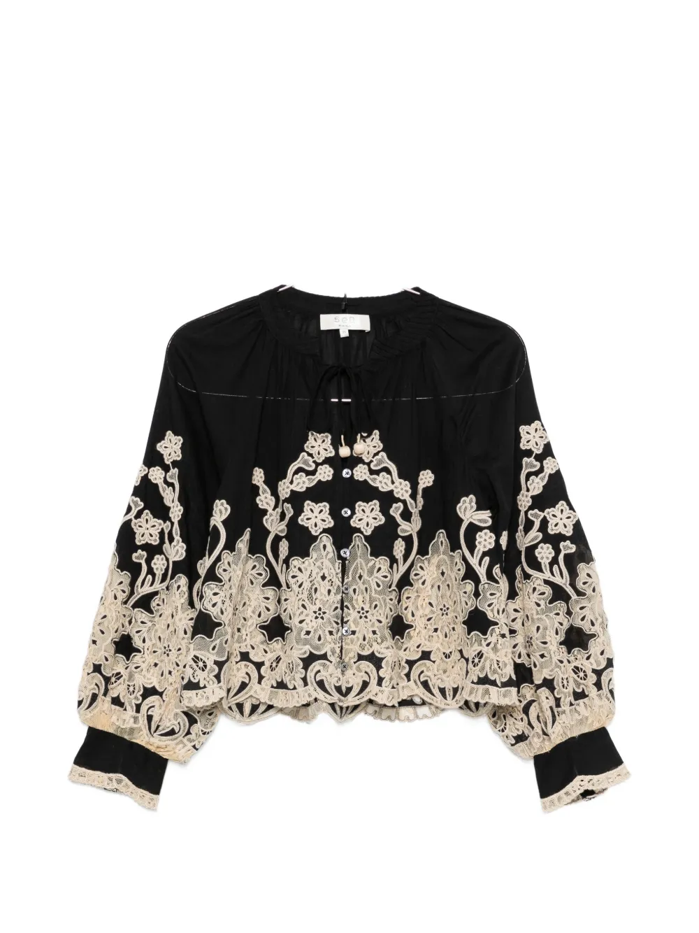 Sea Gracelyn Lace-trimmed Embroidered Blouse In Black