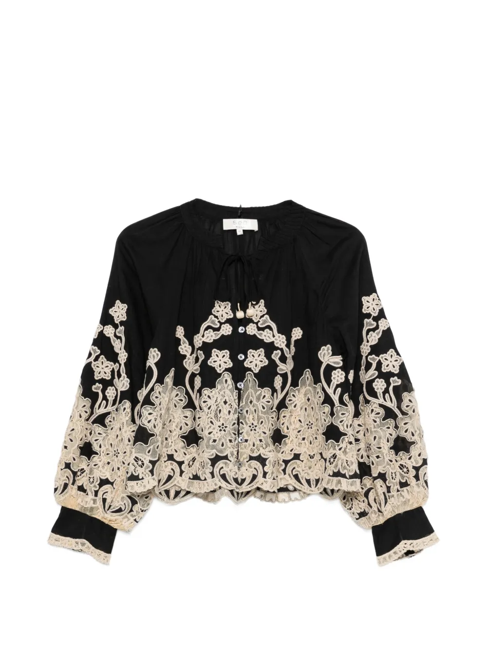 Sea Gracelyn lace-trimmed embroidered blouse - Nero
