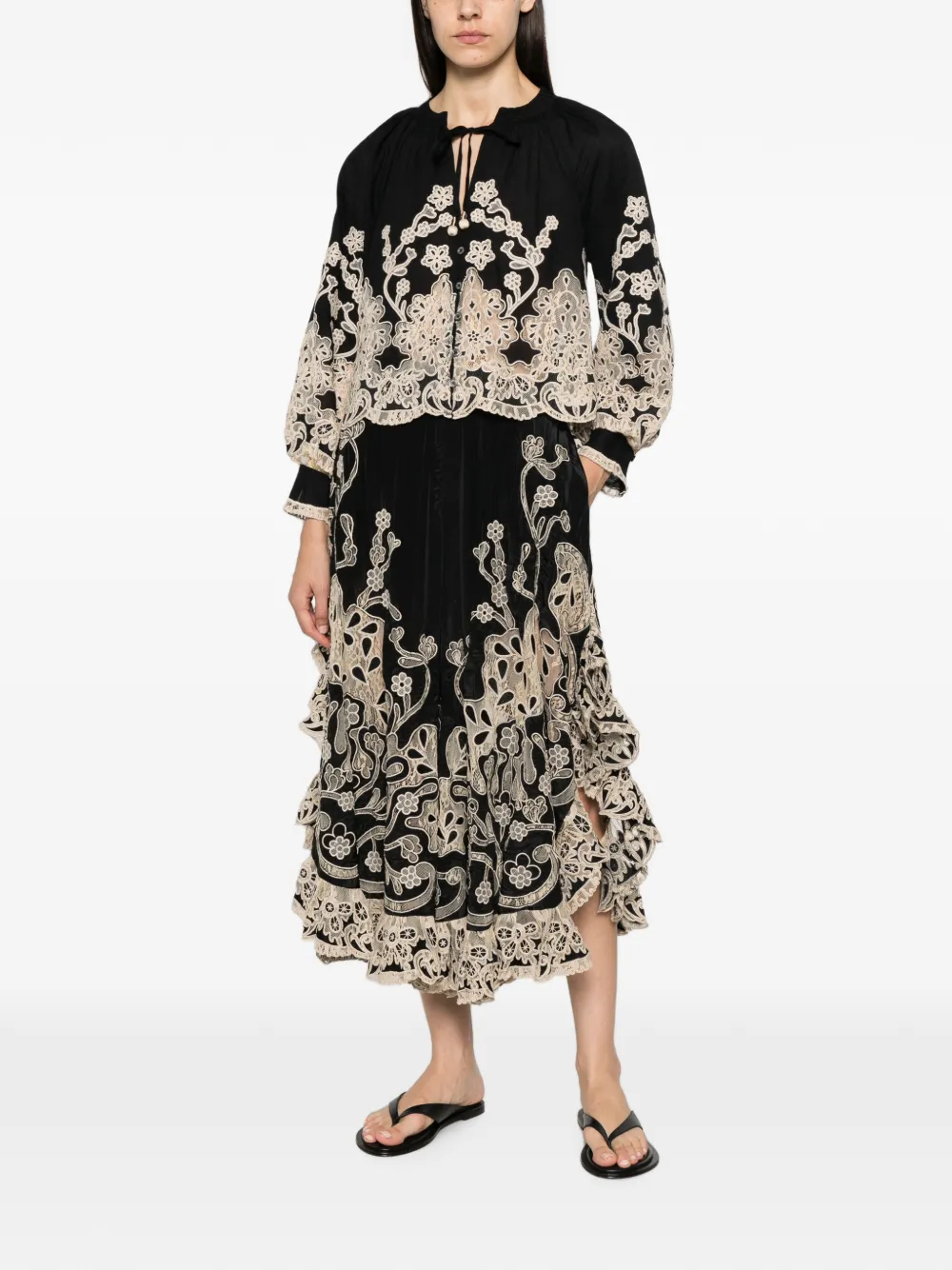 Sea Gracelyn Lace-trimmed Trousers In Black