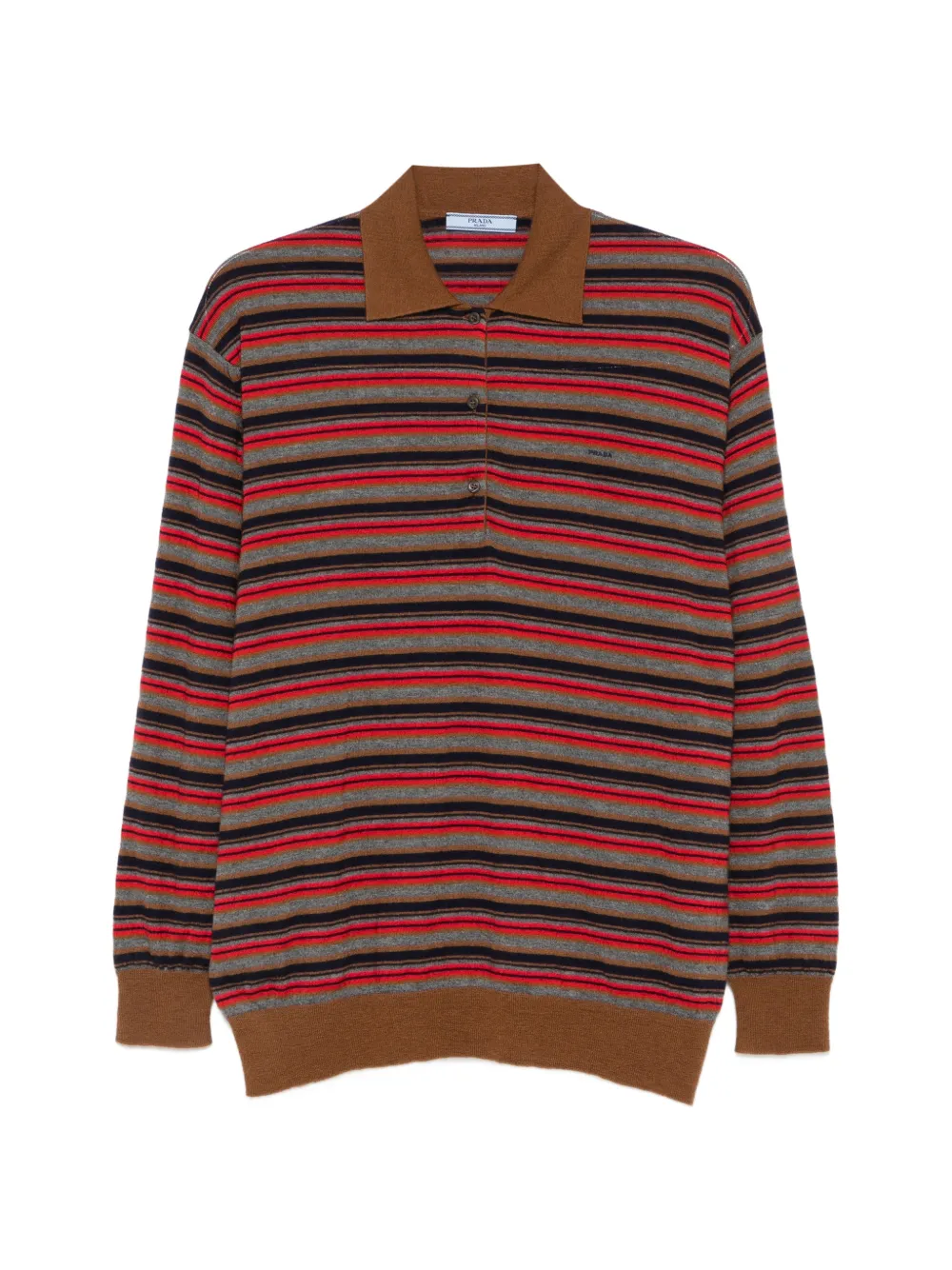 Prada striped long-sleeve polo top - Rosso