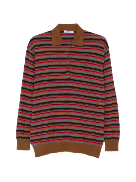 Prada striped long-sleeve polo top