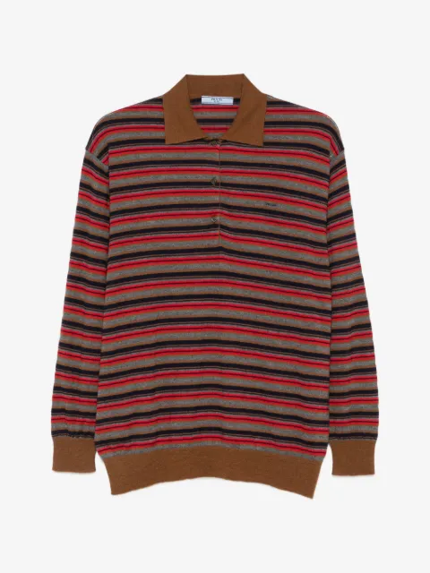 Prada striped long-sleeve polo top