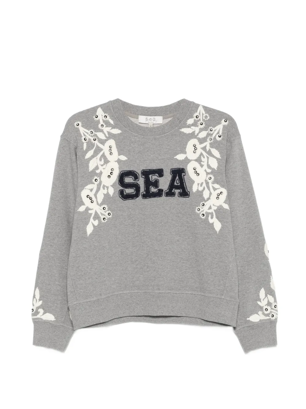 Sea floral-embroidered sweatshirt - Grigio