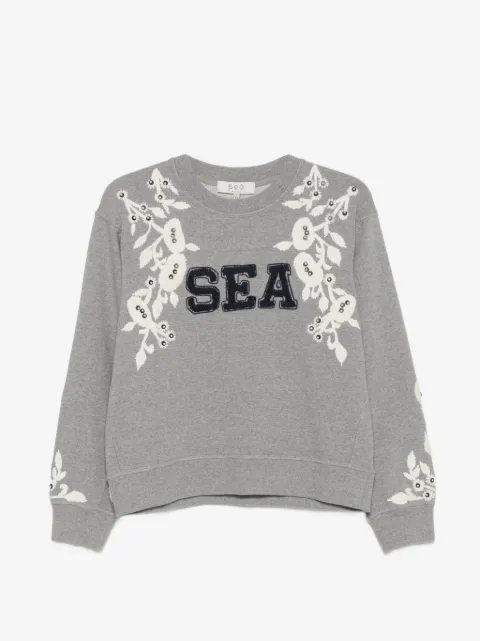 Sea floral-embroidered sweatshirt