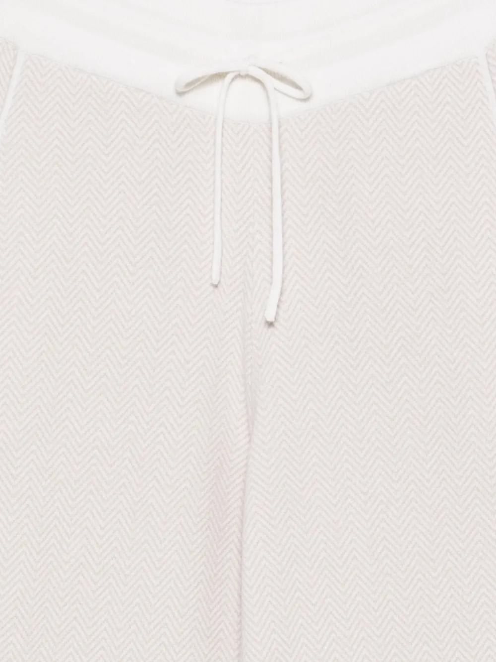Eleventy Gebreide straight broek met trekkoord en visgraatpatroon Beige