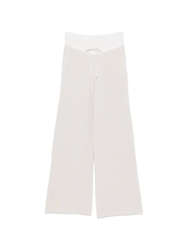Eleventy Herringbone-knit Drawstring Straight Trousers in Neutrals