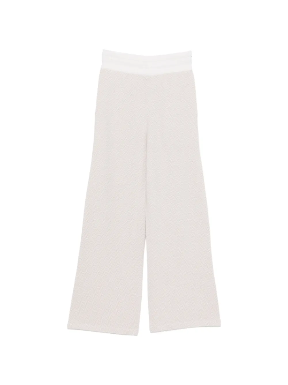 Eleventy Gebreide straight broek met trekkoord en visgraatpatroon Beige
