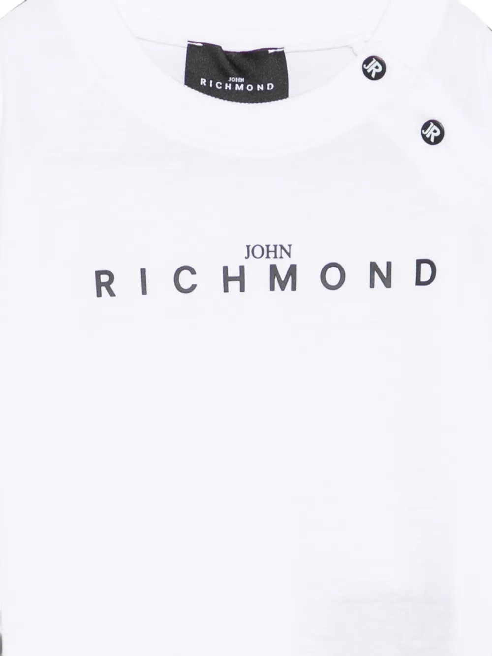 John Richmond Junior T-shirt met logoprint en knoop op de schouders Wit