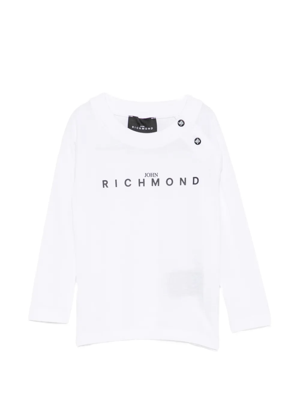 John Richmond Junior logo-print shoulder-button T-shirt - Bianco