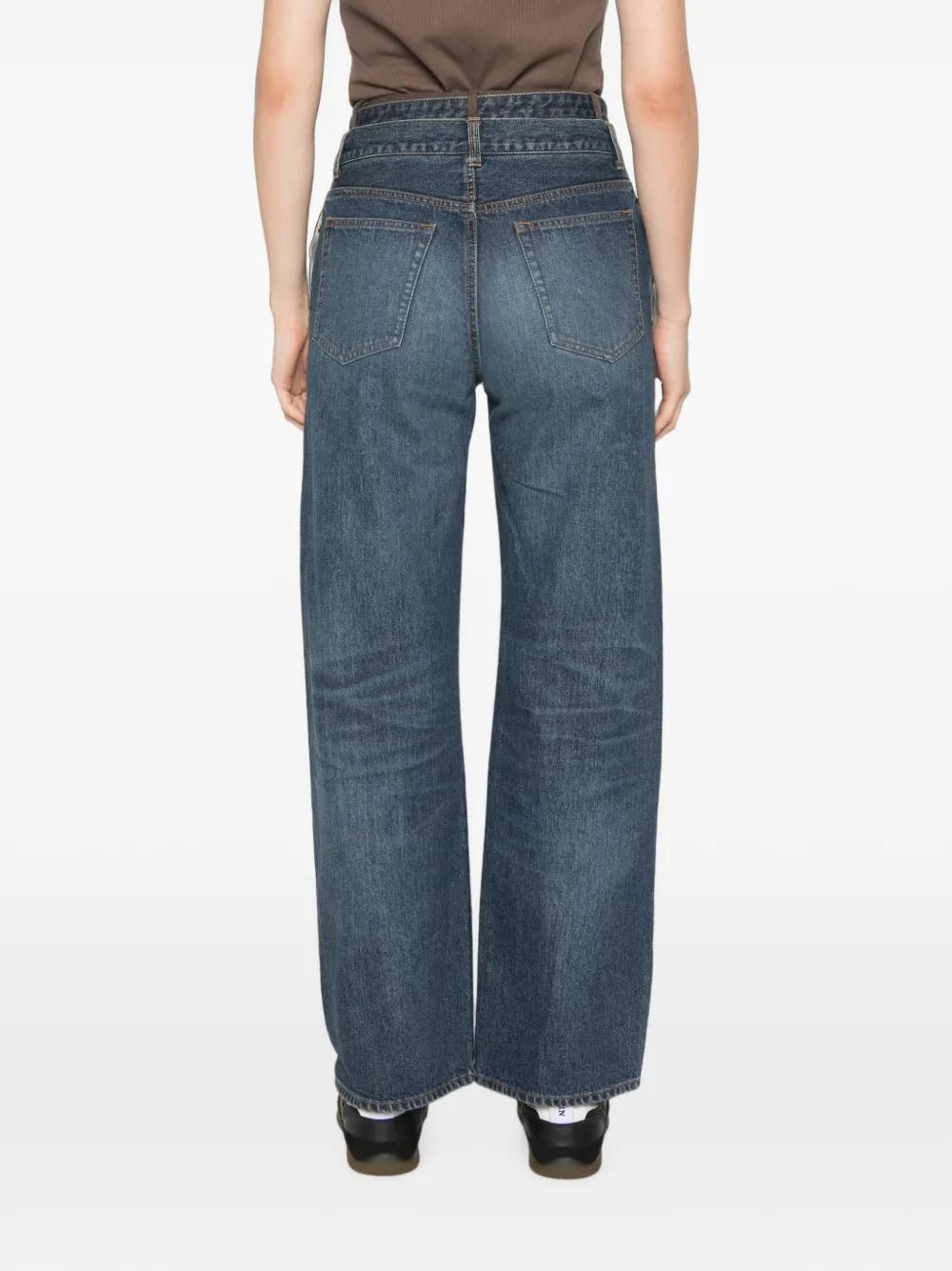 sacai Belted Layered-waist Jeans in Blue, view 4