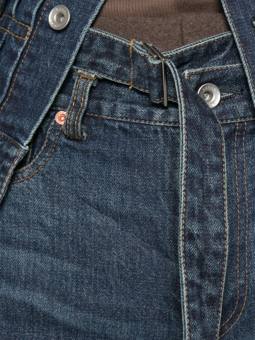 sacai Belted Layered-waist Jeans in Blue, view 5