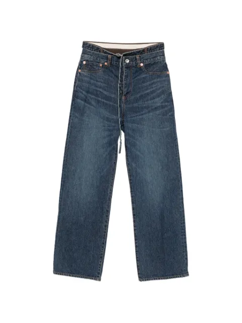sacai belted layered-waist jeans